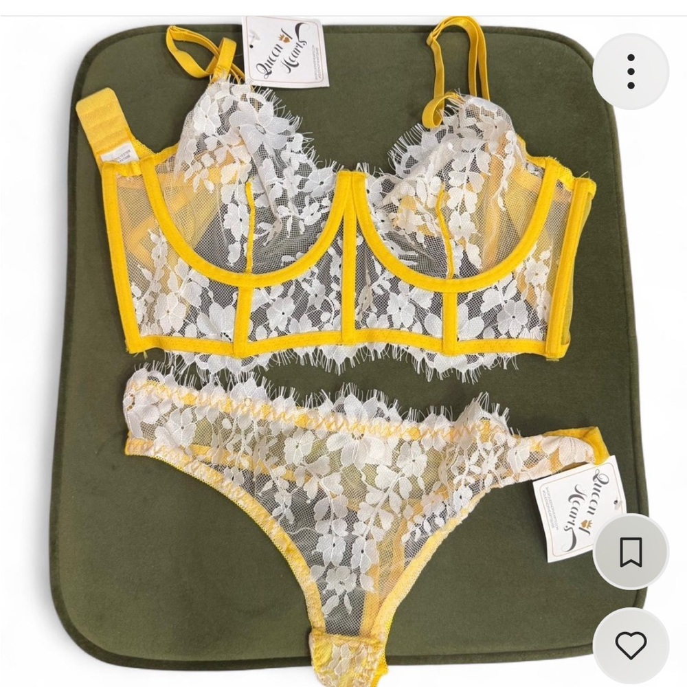 NWT Yellow Lace Bra and Panty Set